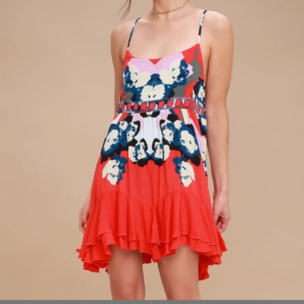 Free People Sweet Lucy Slip Dress NWT Red - Picture 2 of 10